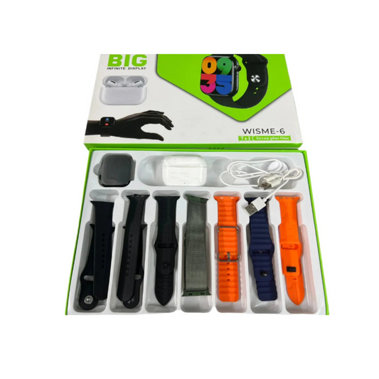 7 in 1 Wisme-6 Smart Watch + Earbuds