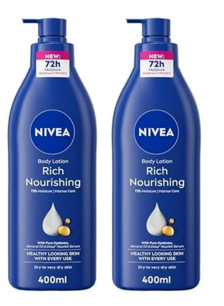 NIVEA Body Lotion for Dry to Very Dry Skin, Rich Nourishing, 5in1 Complete Care, 48H Intense Moisture, 400ml (Pack of 2)